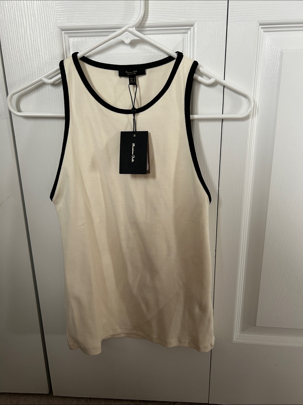 Massimo Dutti Cream Tank with Black Trim size Small, NWT